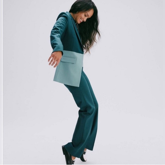 EUC Argent Colorblocked Single Button Blazer Wool Green/Blue Jacket, size 8 - Picture 3 of 15